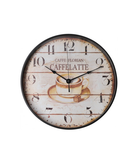 Ceas de perete din plastic Optima CAFFELATTE, alb